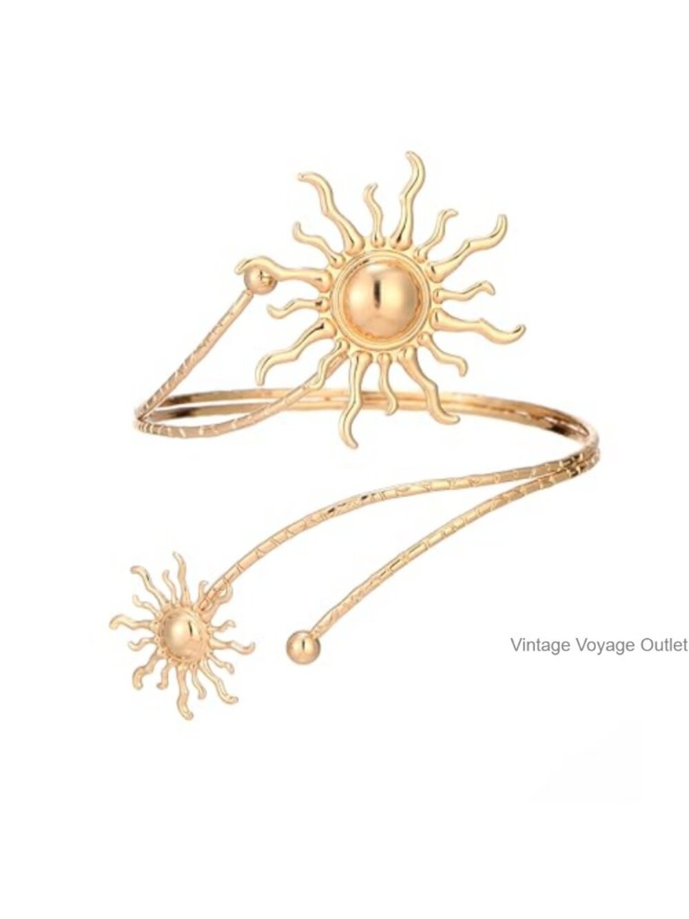 Metal Sun Arm Cuff Open Wrap Bracelet Adjustable Bohemian Jewelry Gift for Women